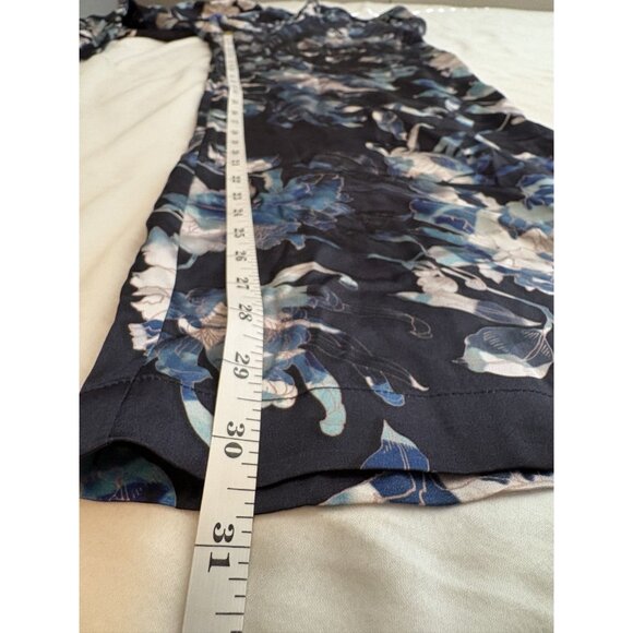 Johnny Was Women's Chryssy Charmeuse Wide Leg Pant S Blue 100% Silk Floral - Picture 9 of 9